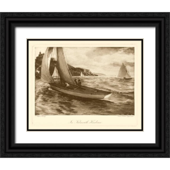 Henry, Napier 18x15 Black Ornate Wood Framed with Double Matting Museum Art Print Titled - Falmouth Harbor