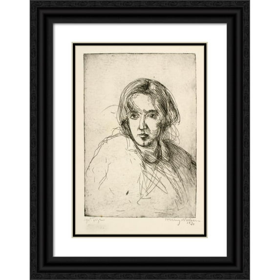 Henry Nielsen 11x14 Black Ornate Wood Framed Double Matted Museum Art Print Titled: Female Portrait (1930)