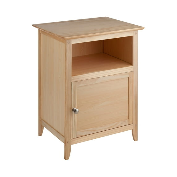 Henry Nightstand Natural: Bedside Table with Cabinet Door, Wood Veneer, MDF Frame, Assembly Tools Provided