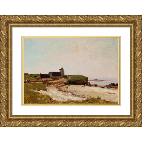 Henry Orne Ryder 14x11 Gold Ornate Wood Frame and Double Matted Museum Art Print Titled - The Ancient Mill by the Sea at Concarneau, Brittany