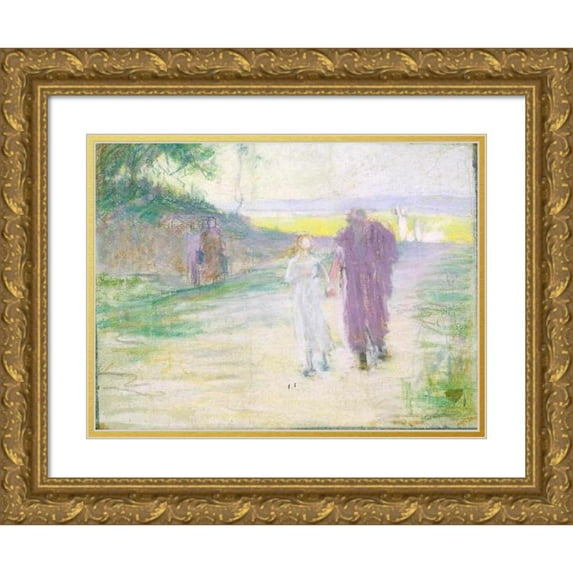 Henry Ossawa Tanner 24x18 Gold Ornate Framed and Double Matted Museum Art Print Titled - Study for Flight to Egypt (ca. 1899-1923)