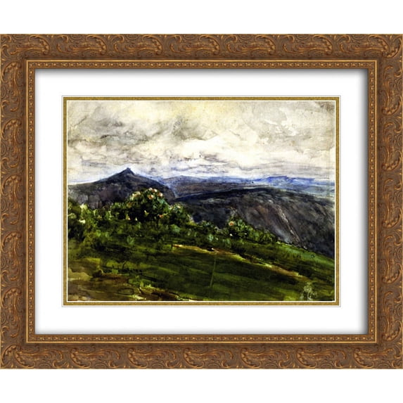 Henry Ossawa Tanner 2x Matted 24x20 Gold Ornate Framed Art Print 'Mountain Landscape, Highlands, North Carolina '