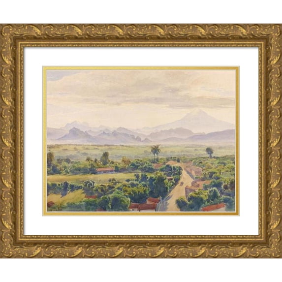Henry Otto Wix 14x11 Gold Ornate Wood Frame and Double Matted Museum Art Print Titled - View of Cuernavaca
