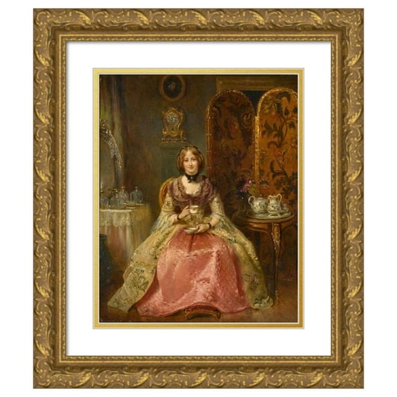 Henry Richard Graves 15x18 Gold Ornate Wood Frame and Double Matted Museum Art Print Titled - Portrait of the Lady Dorothy Nevill in Her Boudoir