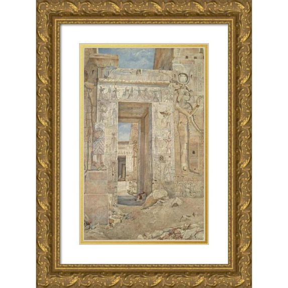 Henry Roderick Newman 13x18 Gold Ornate Wood Frame and Double Matted Museum Art Print Titled - Temple on the Island Of Philae (ca. 1900)