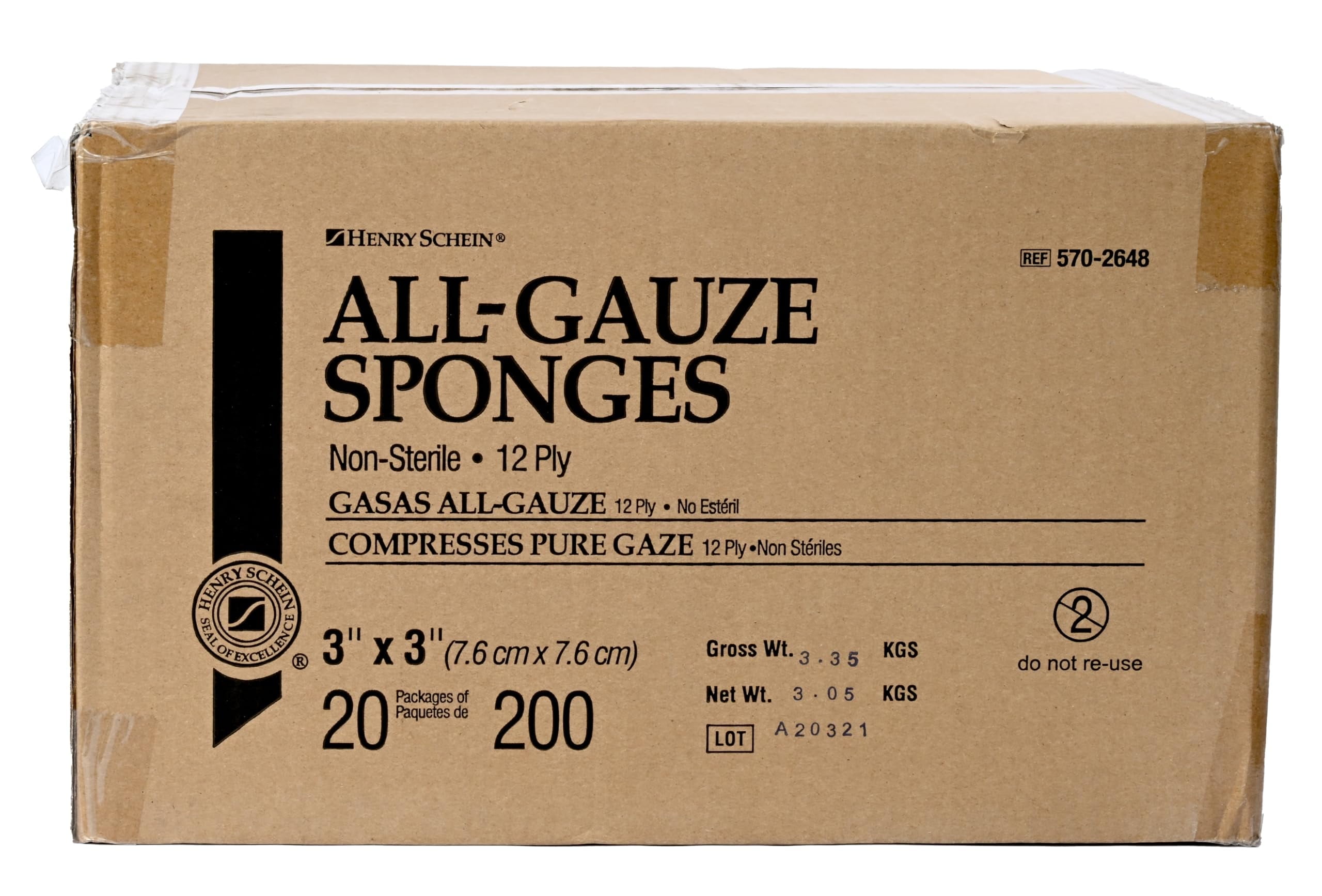 Henry Schein 200-Count First Aid Gauze Pads 3" x 3" - 20 Packs