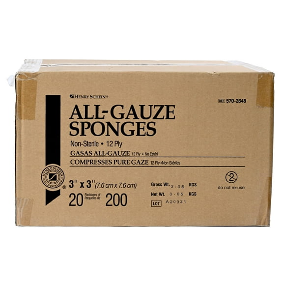 Henry Schein 200-Count First Aid Gauze Pads 3" x 3" - 20 Packs