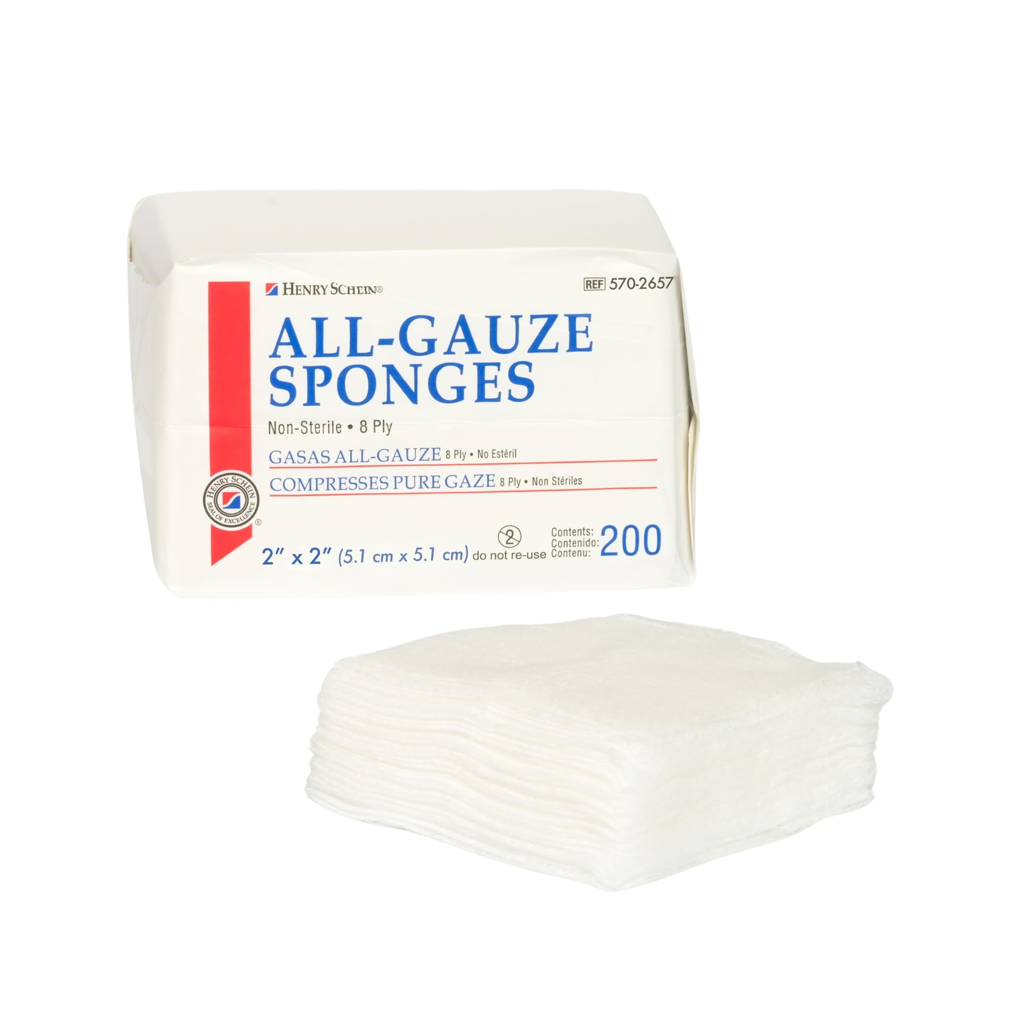 Henry Schein 200/Pack NonSterile Gauze Pads 2’’ x 2’’ for Wound