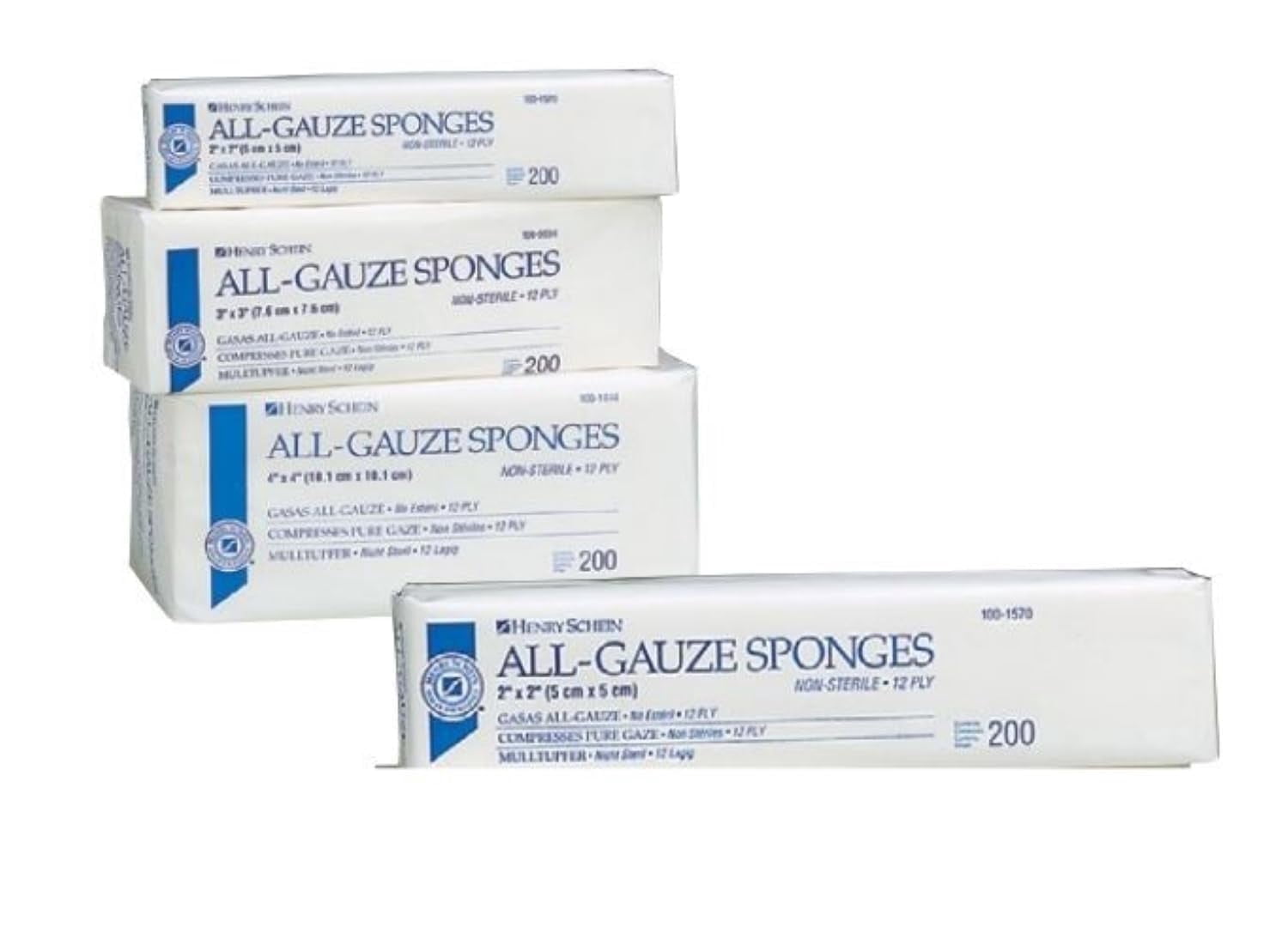 Henry Schein 200/Pack Non-Sterile Gauze Pads 4’’ x 4’’ for Wound Dressing Gauze Sponge-Pads for Wound Care - 8-Ply - 100% Cotton & Highly Absorbent - 10 Packs (200/Pack)