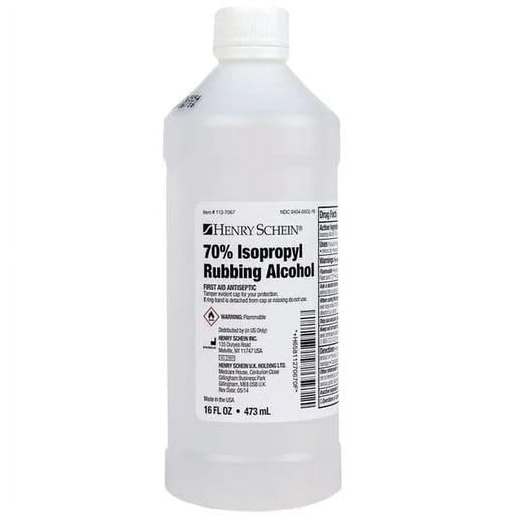 Henry Schein 70% Isopropyl Rubbing Alcohol - First Aid Antiseptic, 16 fl oz (Pack of 1)