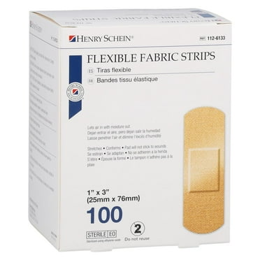 Henry Schein Adhesive Fabric Bandage Strips, 1" x 3", Sterile, Box of 100