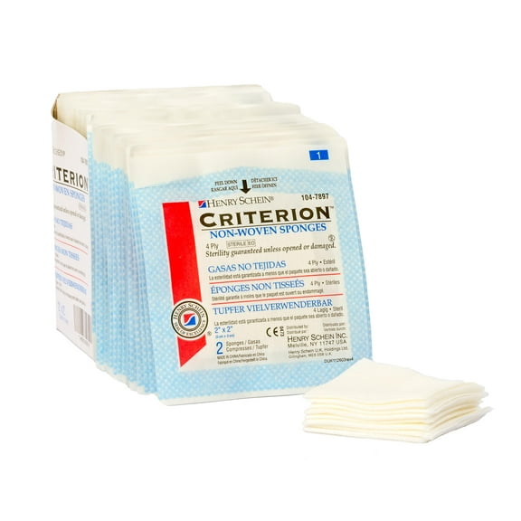 Henry Schein Criterion 3x3” Non-Woven Sponge- Rayon/Polyester Blend, 4-Ply, Sterile- 3x3, 50/Pack