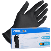Criterion N200 Black Nitrile Exam Gloves, Small   Latex-Free, Powder-Free, Chemo & Fentanyl-Tested, Textured Fingertips, Beaded Cuff   200 Count | Medical, Dental, Tattoo, Food Prep