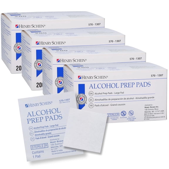 Henry Schein Large 2-Ply Sterile Skin Prep Pads, 200 Count - 4 Pack