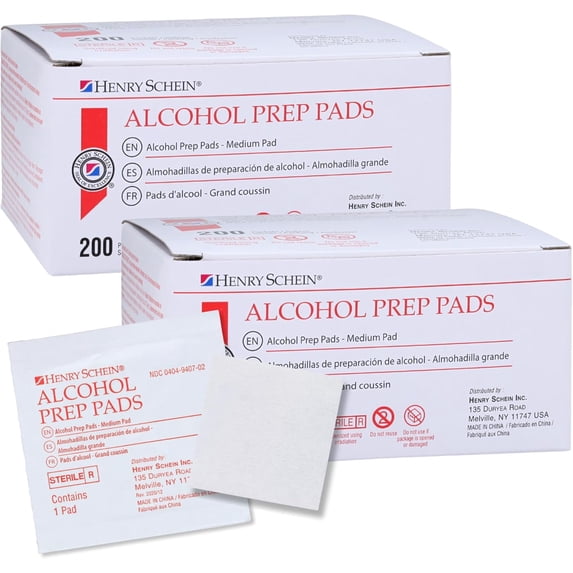 Henry Schein Medium, 2-Ply, Sterile Alcohol Prep Pads, 2 Pack (400 Count)