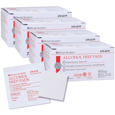 Henry Schein Medium Alcohol Prep Pads, 2-Ply, Sterile, 4 Pack (800 Count)