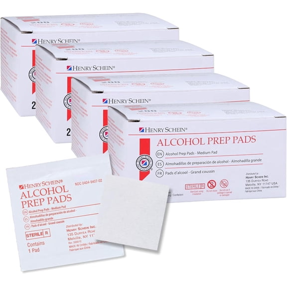Henry Schein Medium 2-Ply Alcohol Prep Pads, Sterile 70% Isopropyl Alcohol Wipes, 4000-Count