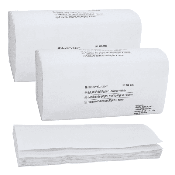 Henry Schein Multifold Paper Towels, White, 500 Towels, 2 Pack