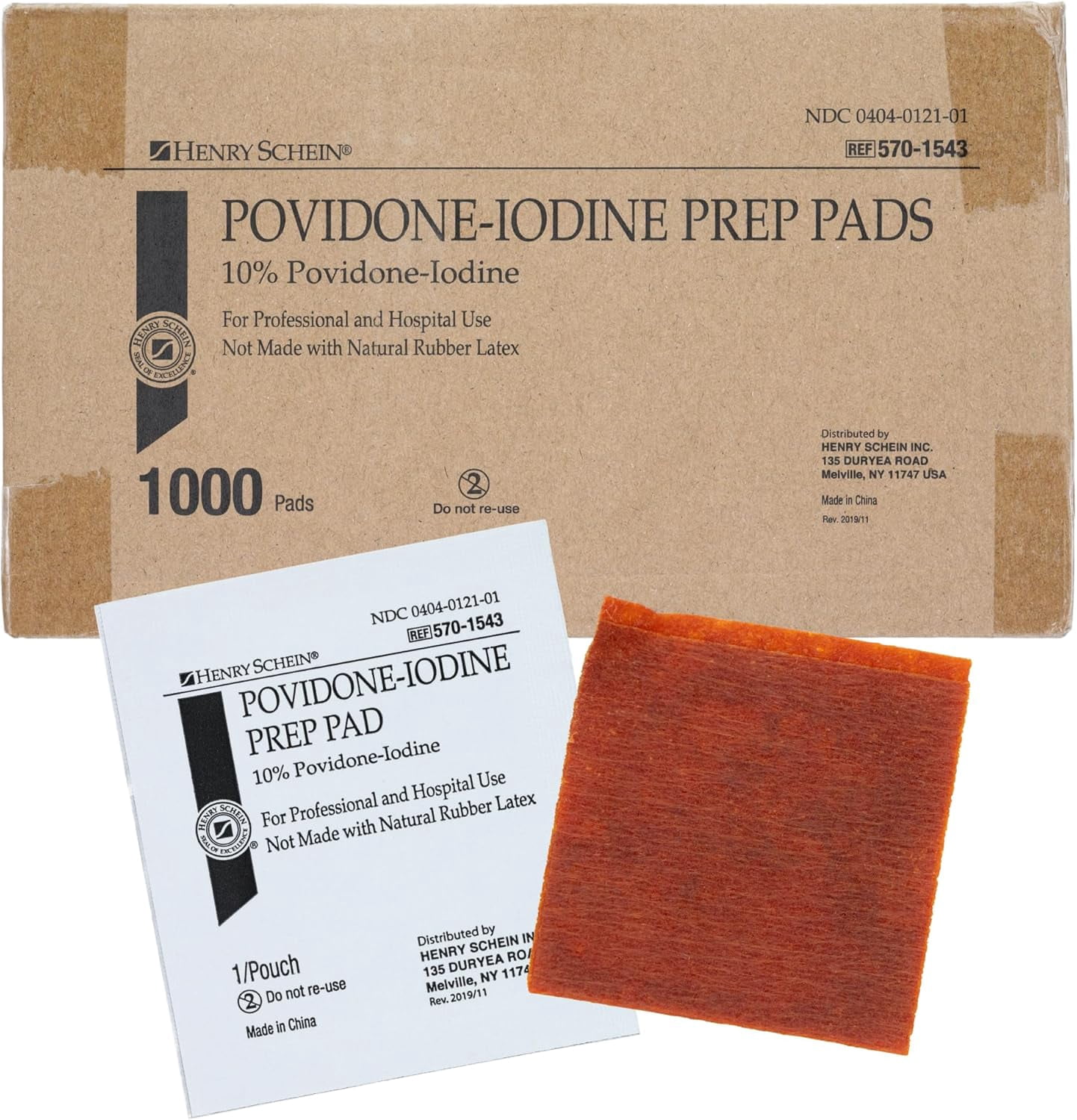 Henry Schein Povidone Iodine Prep Pads, 10% PVP Iodine Antiseptic Wipes, Non-Sterile, Not Made with Natural Rubber Latex, 1000 Pads per Case – Antiseptic Skin Cleanser for Medical Use