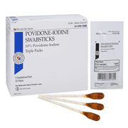 Henry Schein Povidone-Iodine Swabsticks, Sterile Antiseptic, 10% Iodine, 3's, 25/Box