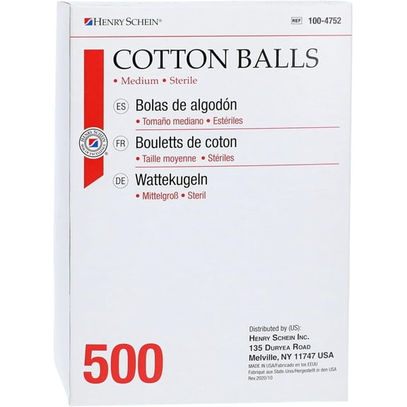 Henry Schein Medium White Cotton Balls, 500 Count