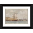 thumbnail image 1 of Henry Scott Tuke 14x11 Black Ornate Wood Framed Double Matted Museum Art Print Titled: A Three-Master Lying off St Catherine's Castle, Fowey (1923), 1 of 5