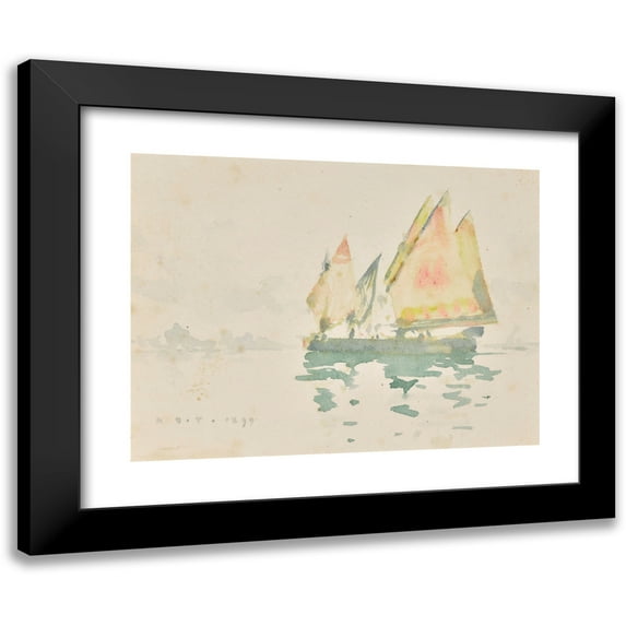 Henry Scott Tuke 24x19 Black Modern Framed Museum Art Print Titled - Venetian Barges (1899)