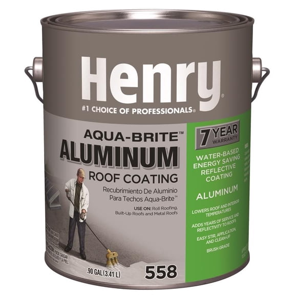Henry Smooth Aluminum Fibered Aluminum Waterbased Aluminum Roof Coating 0.9 gal