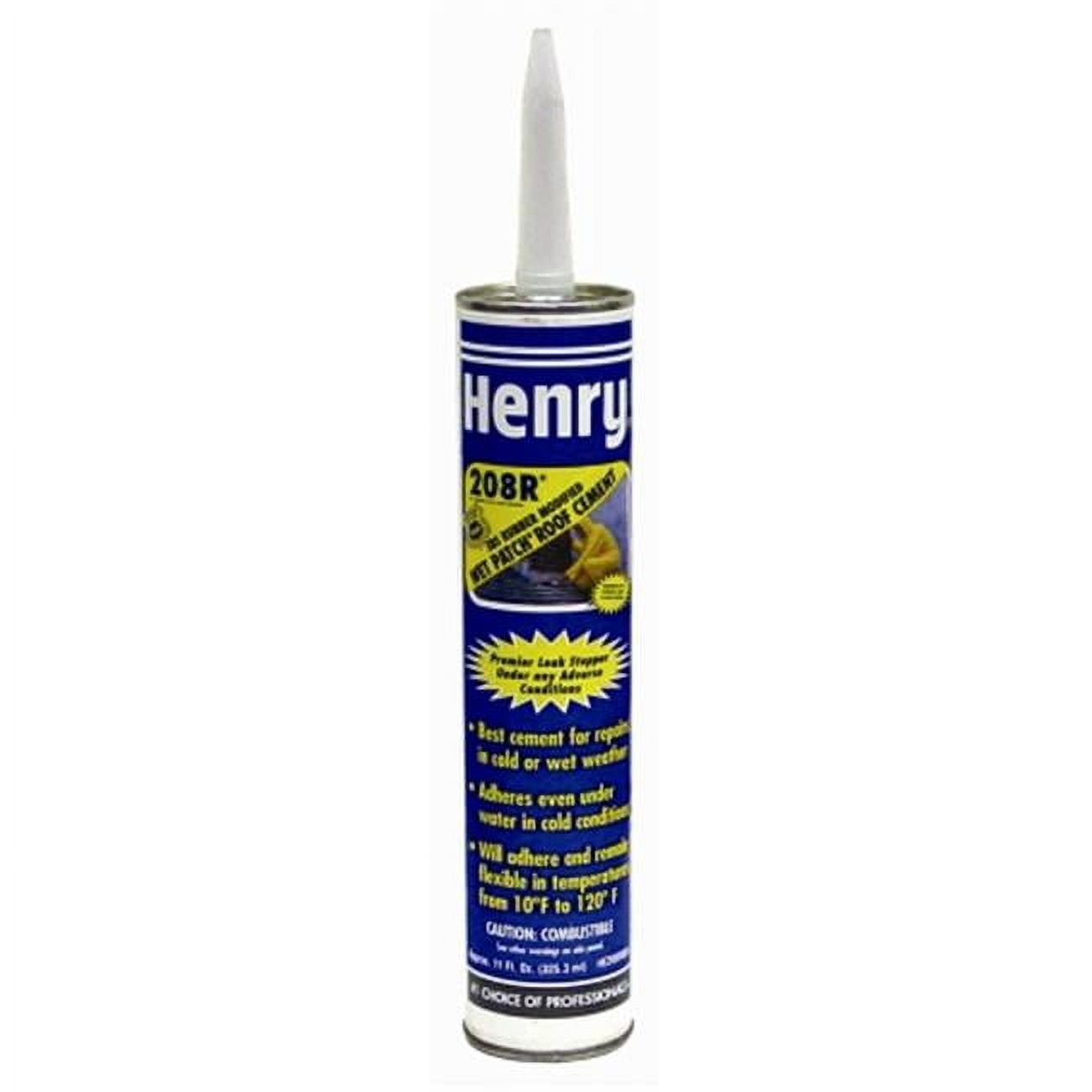 Henry Wet Patch 208R Series HE208R004 Roof Cement, Liquid, Solvent, Black, 11 floz Cartridge