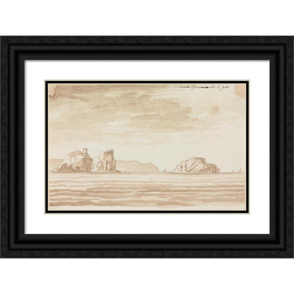 Henry Swinburne 18x13 Black Ornate Wood Framed Double Matted Museum Art Print Titled - Rocky Coastline