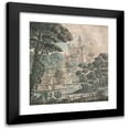 thumbnail image 1 of Henry Swinburne 20x21 Black Modern Framed Museum Art Print Titled - Landscape View of a Ruined Castle with River, Wooden Bridge and a Figure, Fishing, 1 of 5