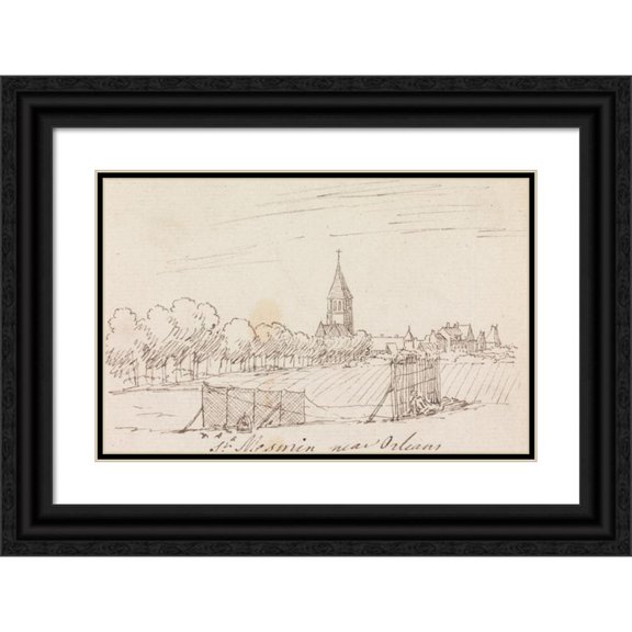 Henry Swinburne 24x17 Black Ornate Framed Double Matted Museum Art Print Titled: La Chapelle-Saint Mesmin Near Orleans