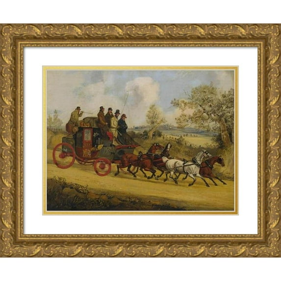 Henry Thomas Alken 18x14 Gold Ornate Wood Frame and Double Matted Museum Art Print Titled - Full Tilt and Knee Deep, a Pair