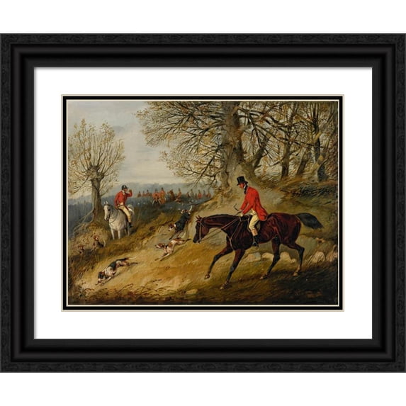 Henry Thomas Alken 24x19 Black Ornate Framed Double Matted Museum Art Print Titled: Gone Away