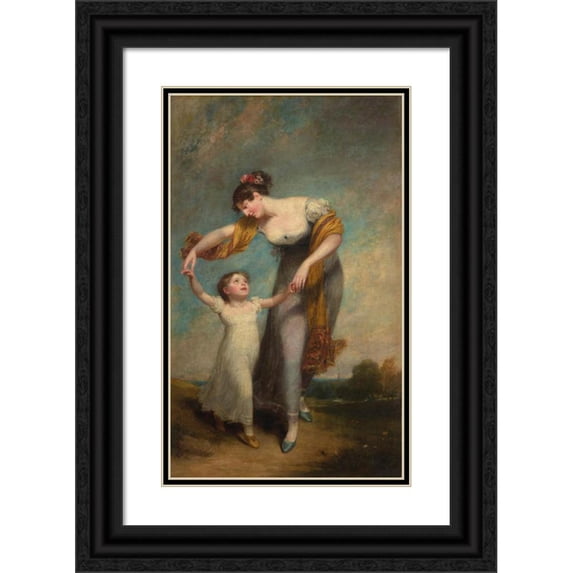 Henry Thompson 10x14 Black Ornate Wood Framed Double Matted Museum Art Print Titled: Portrait of a Mother and Child in a Landscape