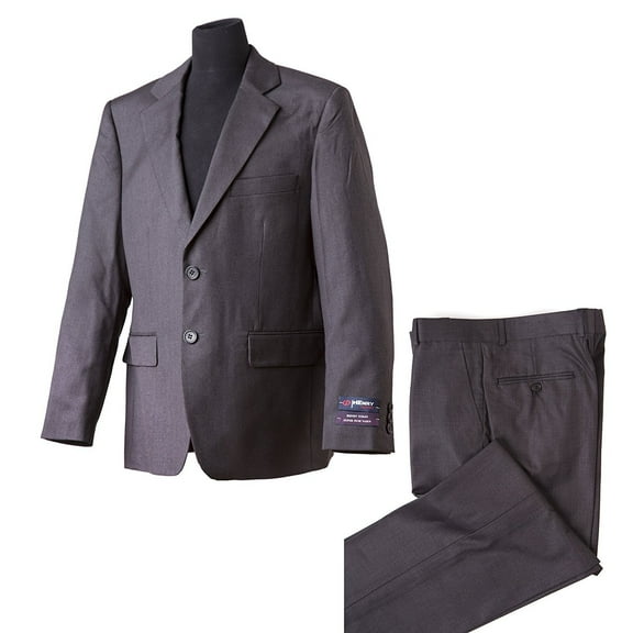 Henry Uomo RBH106D Boy's Husky Fit 2-Piece Solid Suit Set - Dark Grey - 8H