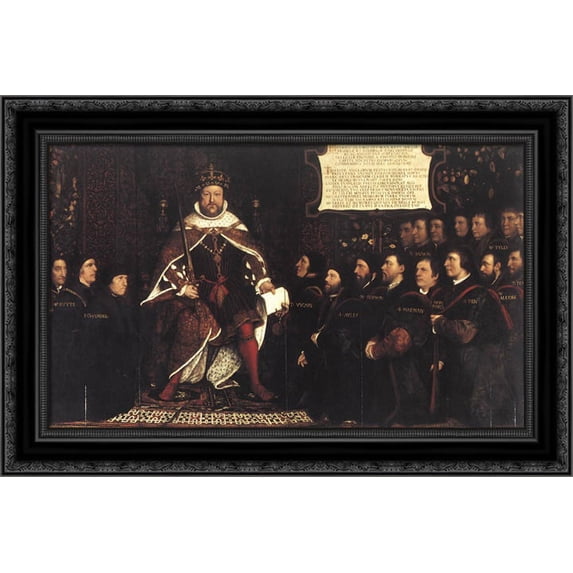 Henry VIII and the Barber Surgeons 24x17 Black Ornate Wood Framed Canvas Art by Holbein, Hans (Younger)