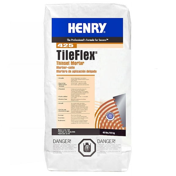 Henry Adhesives TileFlex Thinset Mortar - Water-Resistant - 40 Lb, Gray
