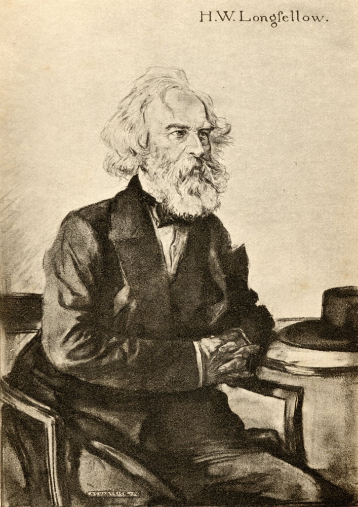 Henry Wadsworth Longfellow 1807-1882 The Most Popular American Poet In The 19Th Century Illustrated By AS Hartrick Canvas Art - Ken Welsh  Design Pics (24 x 36)