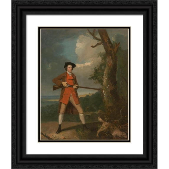 Henry Walton 15x18 Black Ornate Wood Framed Double Matted Museum Art Print Titled - Portrait of a Sportsman, Possibly Robert Rayner (ca. 1770)