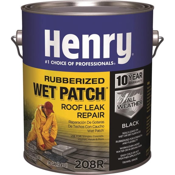 Henry Wet Patch 208 Series HE208R042 Roof Cement, Liquid, Solvent, Black, 1 gal Can