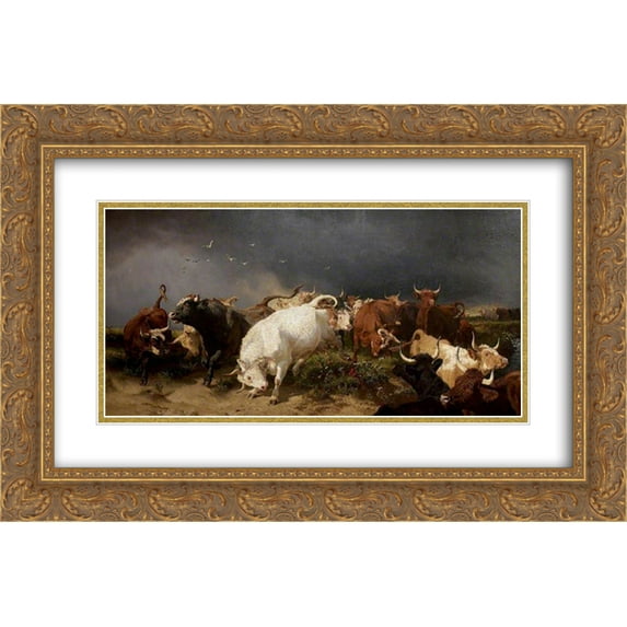 Henry William Banks Davis 2x Matted 24x16 Gold Ornate Framed Art Print 'A Panic '