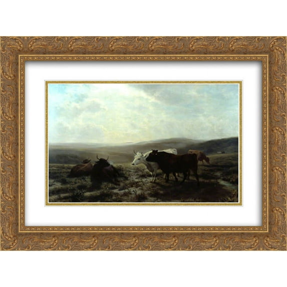 Henry William Banks Davis 2x Matted 24x20 Gold Ornate Framed Art Print 'A Midsummer Night '