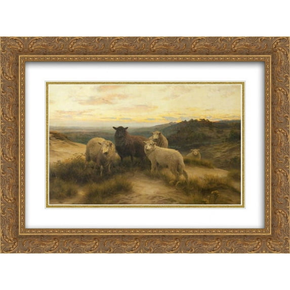 Henry William Banks Davis 2x Matted 24x20 Gold Ornate Framed Art Print 'Close of Day '