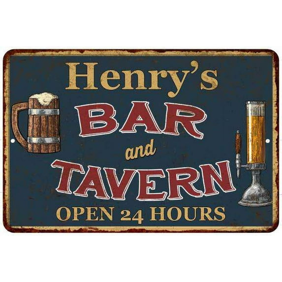Henry's Green Bar & Tavern Rustic Sign 8 x 12 Matte Finish Metal 108120047192