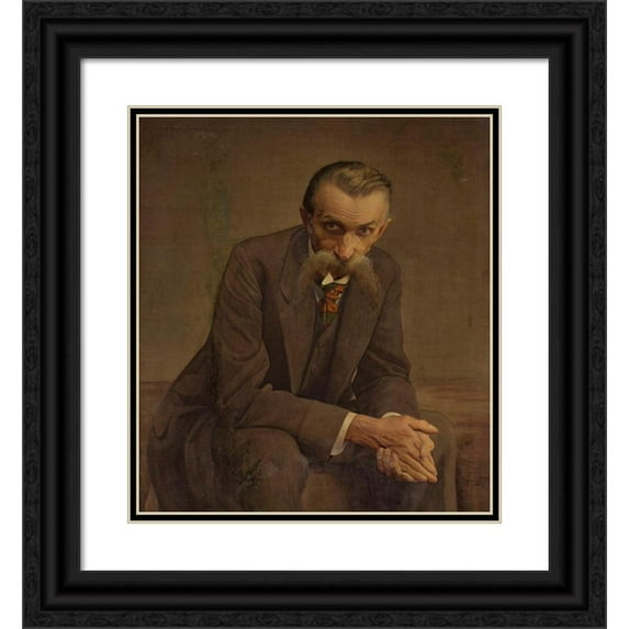 Henryk Grombecki 15x16 Black Ornate Wood Framed Double Matted Museum Art Print Titled - Portrait of the Artist's Father (1913)