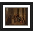 thumbnail image 1 of Henryk Pillati 14x12 Black Ornate Wood Framed Double Matted Museum Art Print Titled: In Front of the Church (1862), 1 of 5