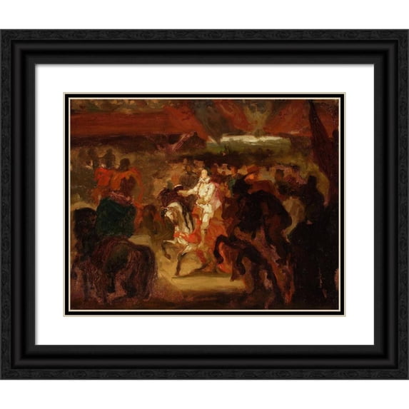 Henryk Rodakowski 14x12 Black Ornate Wood Framed Double Matted Museum Art Print Titled: Entry of Henry of Valois to Krakow, Sketch (circa 1848)