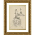 thumbnail image 1 of Henryk Siemiradzki 11x14 Gold Ornate Wood Frame and Double Matted Museum Art Print Titled - Two Sketches of the Monument with the Figure on the Pedestal, Around Which Allegorical Figures Sit, 1 of 4