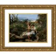 thumbnail image 1 of Henryk Siemiradzki 14x11 Gold Ornate Wood Frame and Double Matted Museum Art Print Titled - Roman Idyll - Fishing (1879), 1 of 4